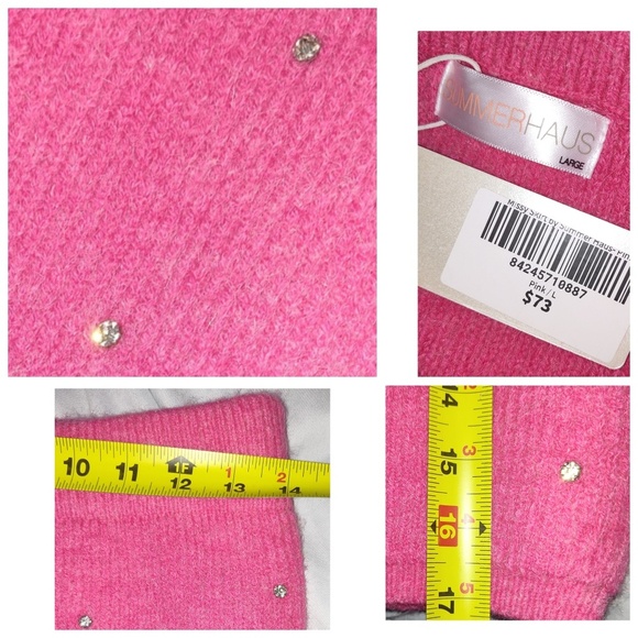 Summer Haus Mini Skirt Rhinestone Embellished Stretch Waistband Knit Pink L NWT - Picture 2 of 2